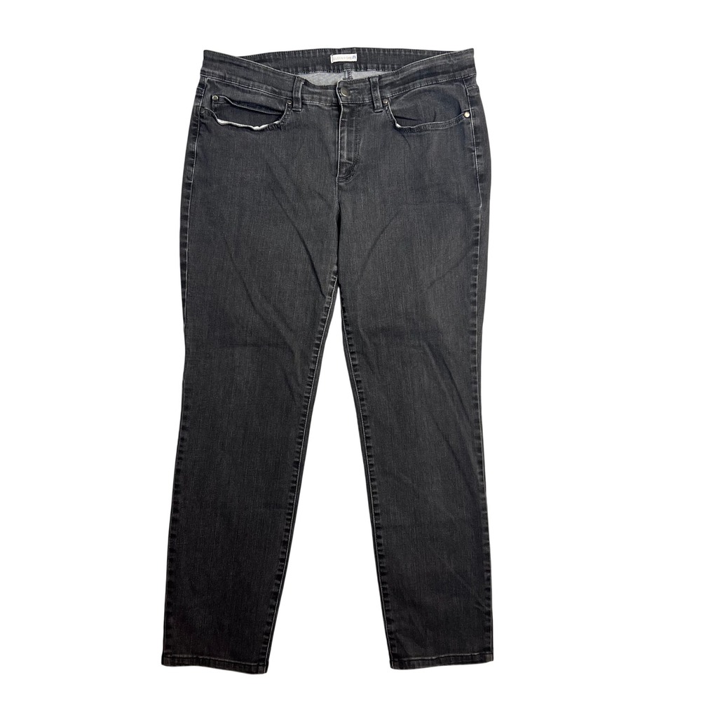 Eileen Fisher Straight Leg Jeans Size 14 Faded Black Organic Cotton
